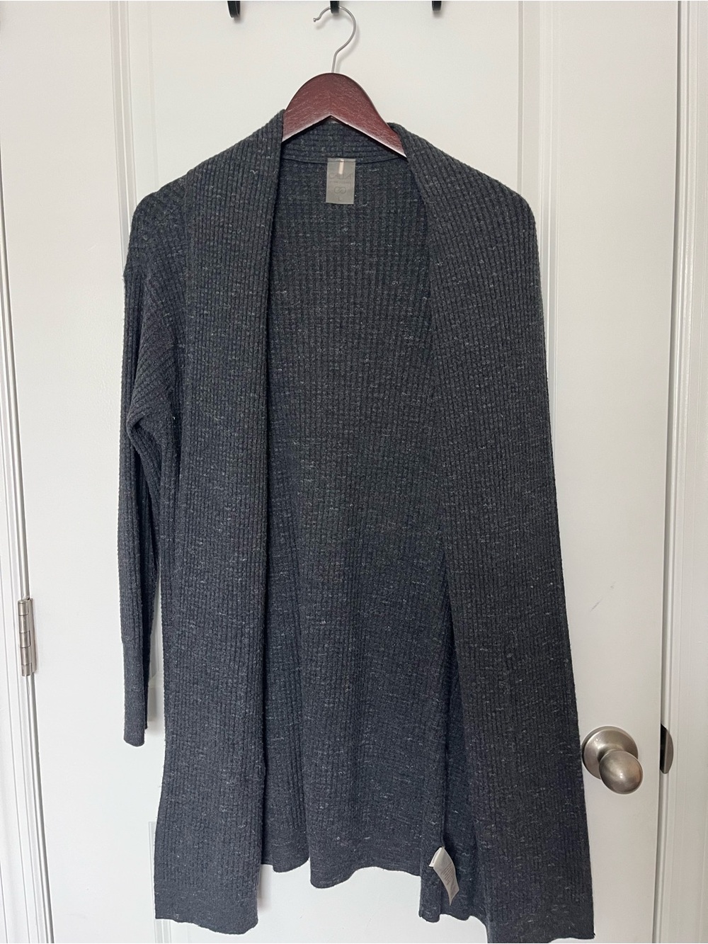 CALIA by Carrie Underwood Charcoal Open-Front Ribbed Cardigan